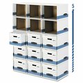 Bankers Box File/Cube Box Shell, Legal/Letter, 12 x 15 x 10, White/Blue, PK6 0162601